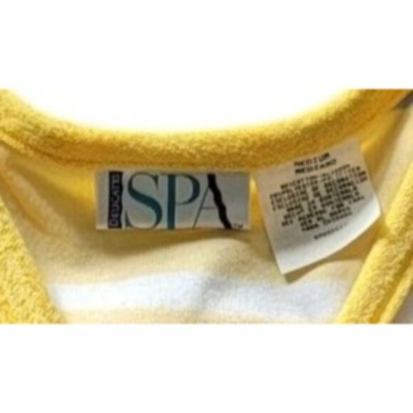 Vintage SPA Yellow Blue Striped Med Button Up Short Sleeve Terry Swim Beach Cove - Picture 5 of 13